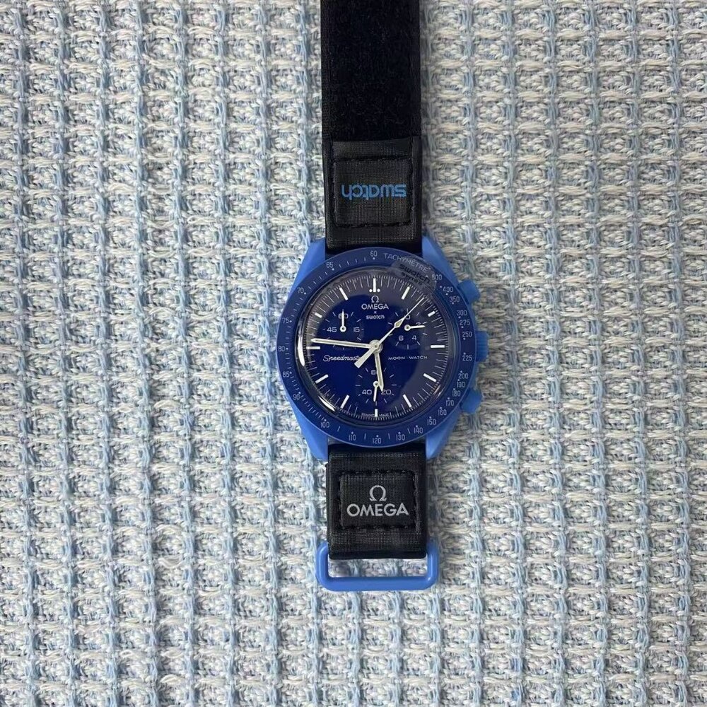🔥Swatch x Omega Neptune Chronograph | Bioceramic Ice Blue